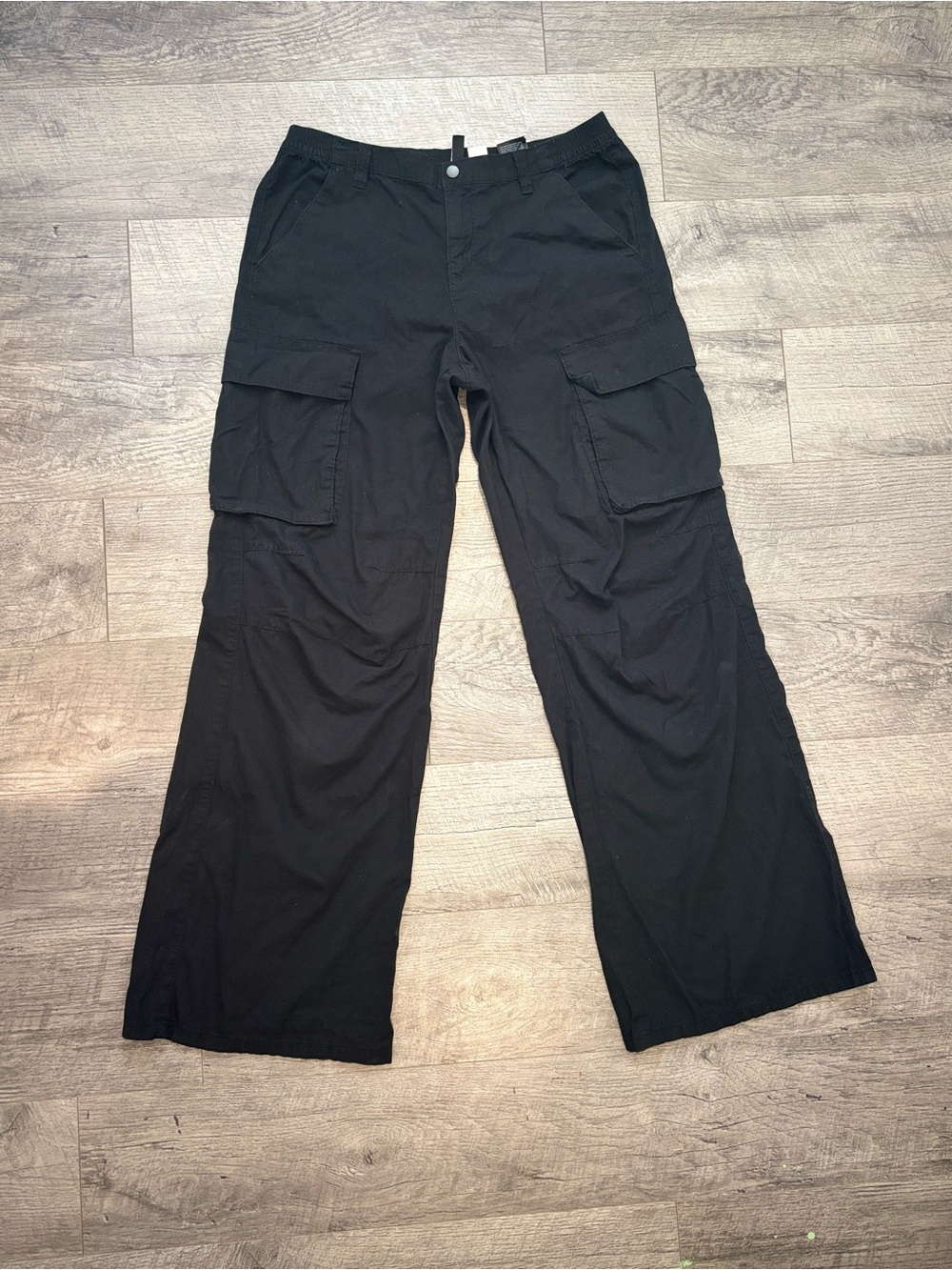 H&M Divided Women's Black Cargo Pants Twill Cotton 4 y2k streetwear gorpcore